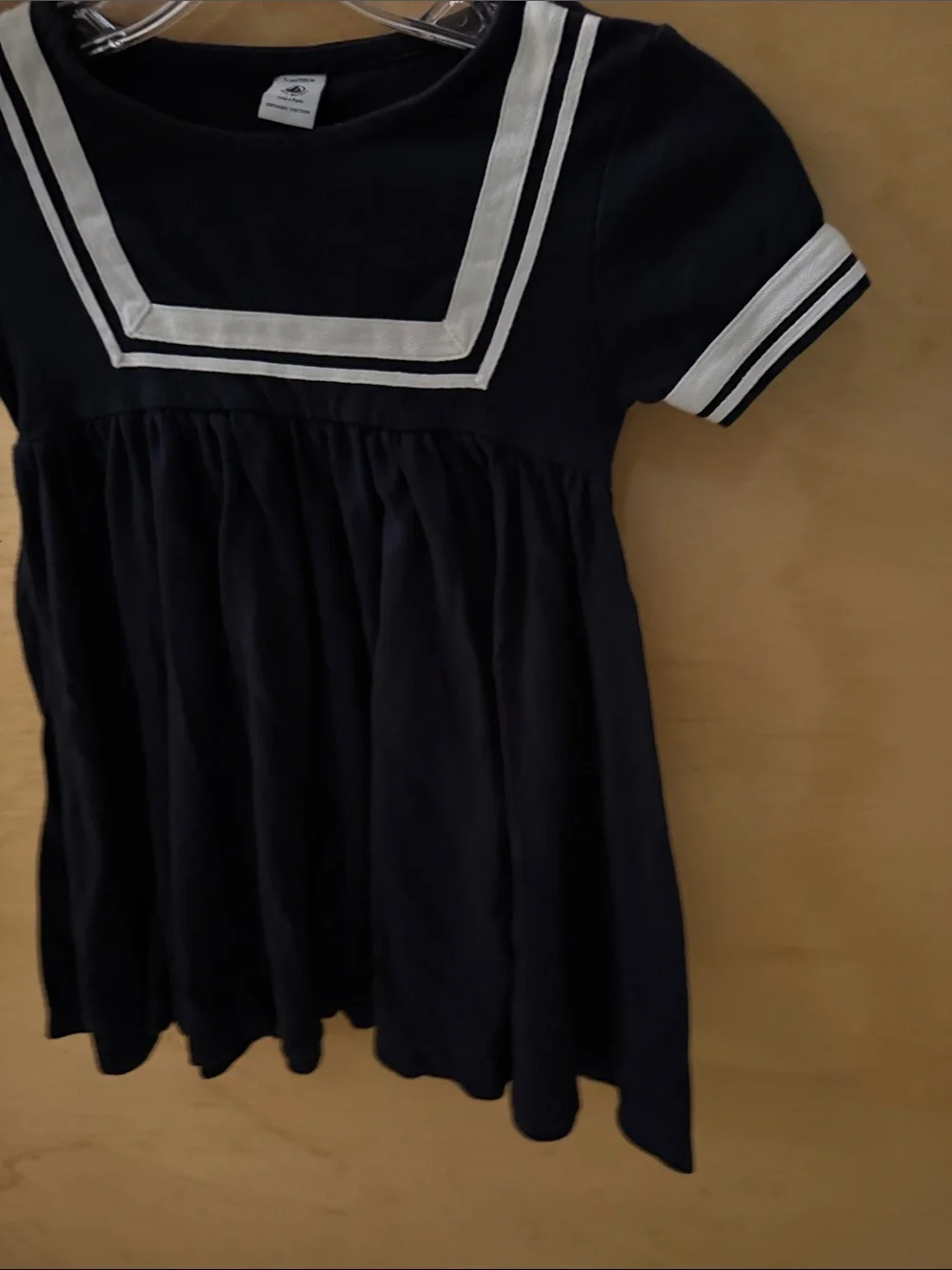 Petit Bateau Navy Dress with White Trim Organic Cotton size 5